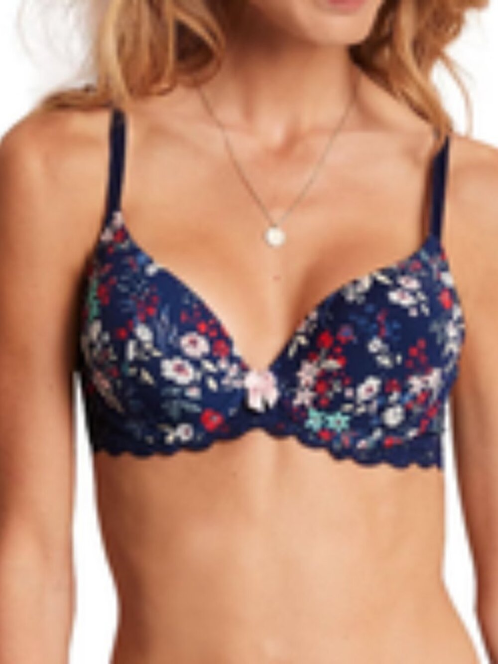 Adore Me Womens Kati Contour Demi Bra - Floral Blue, 34C